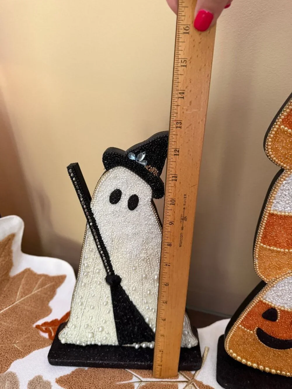 U CHOOSE Halloween table decor SEQUINED/GLITTERY Ghost, Crow, Candy Corn NWT